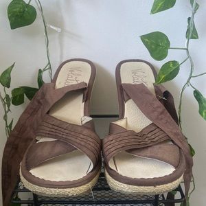 Brown (tie around the ankle) BOHO Wedges (I WILL MOST LIKELY ACCEPT ANY OFFER)